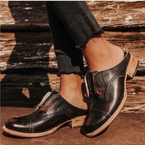 Freebird by Steven Malena Black Cherry Leather Clogs Mules